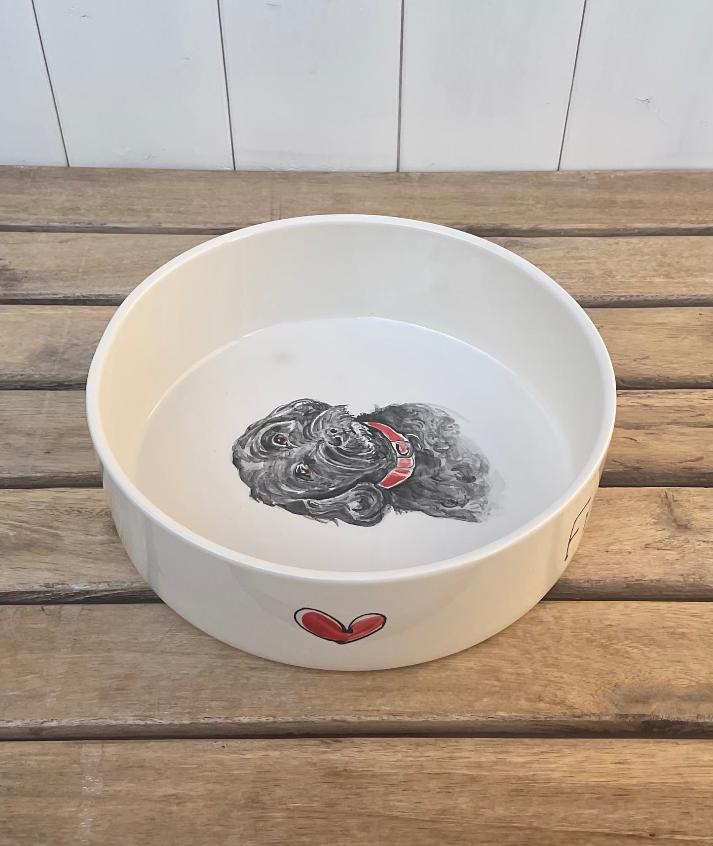 Personalised Dog Water Bowl with Hand Painted Portrait