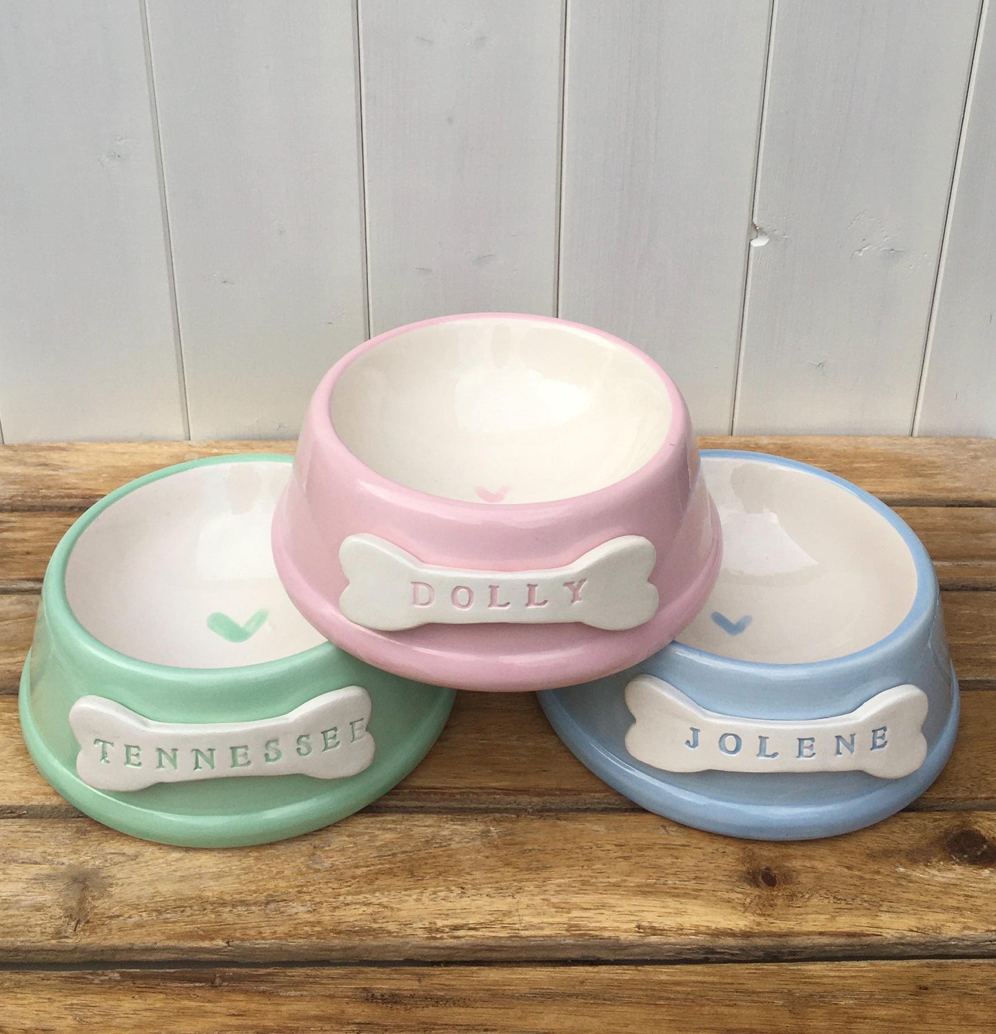 Handmade Personalised Pet Bowls in Sorbet Colours