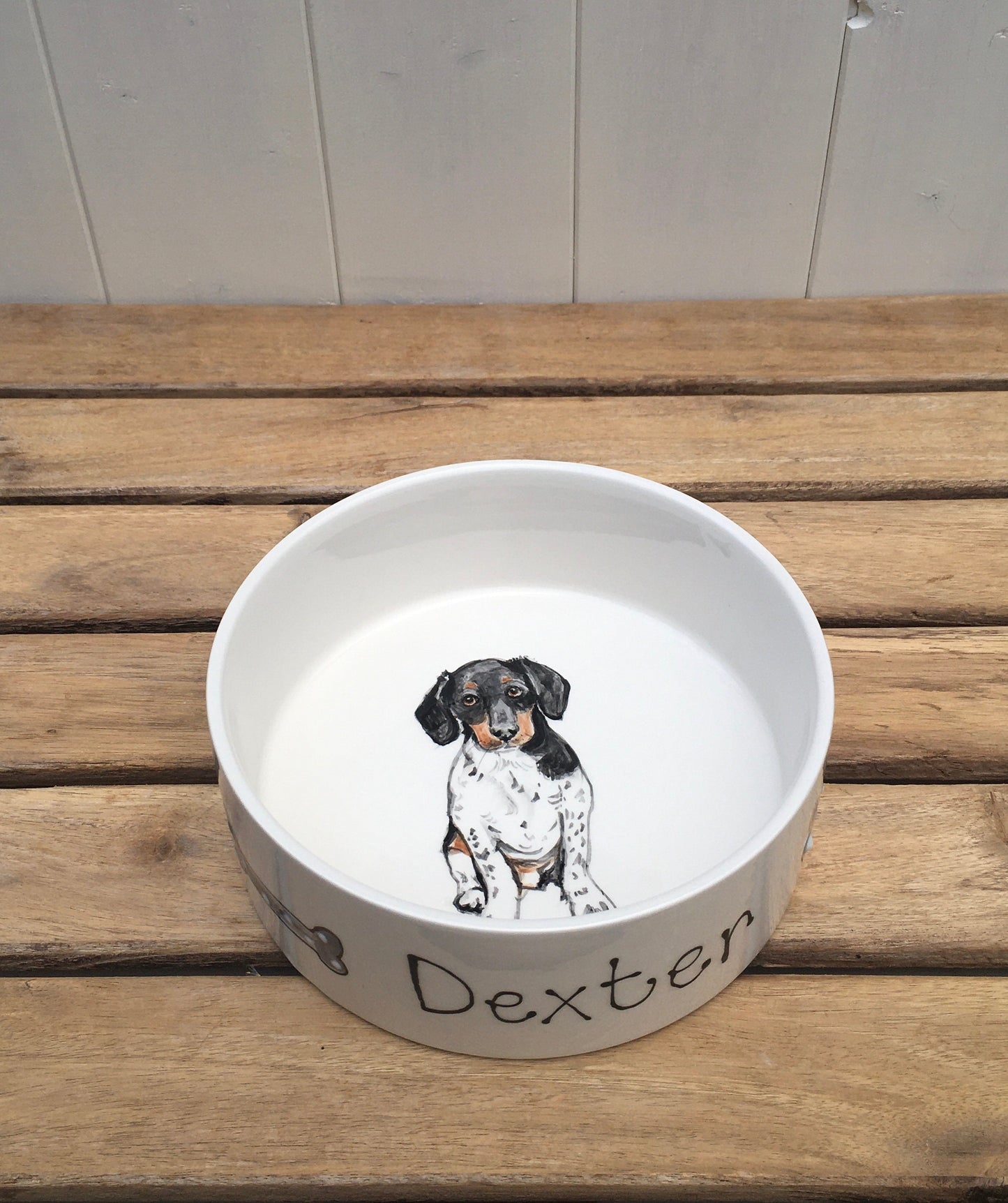 Personalised Dog Water Bowl with Hand Painted Portrait
