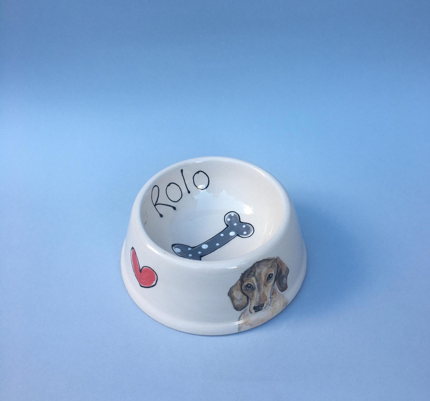 Personalised Dog Bowl with Hand painted Portrait