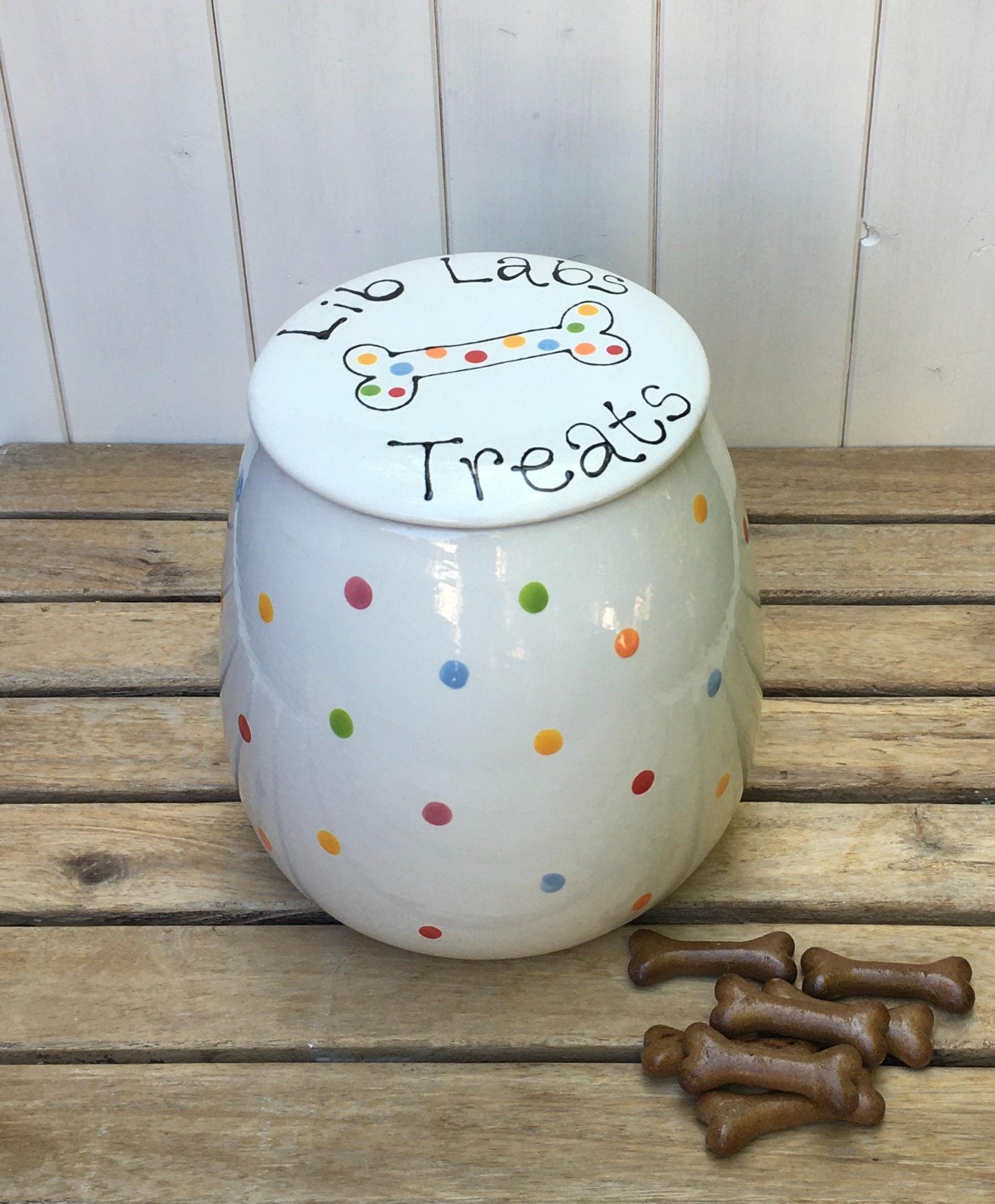 Personalised Hand painted Treat Jar for Dog Treats