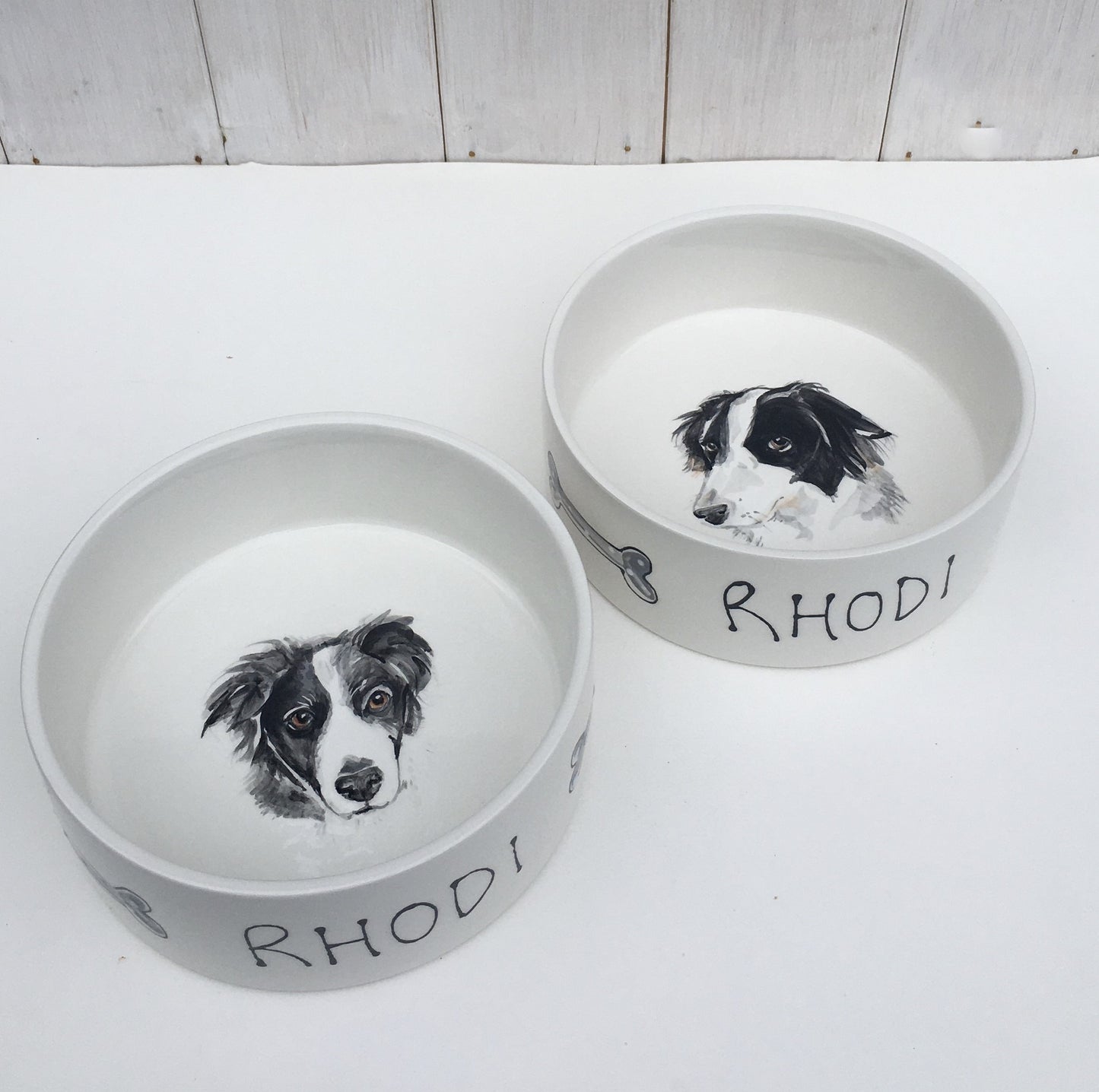 Personalised Dog Water Bowl with Hand Painted Portrait