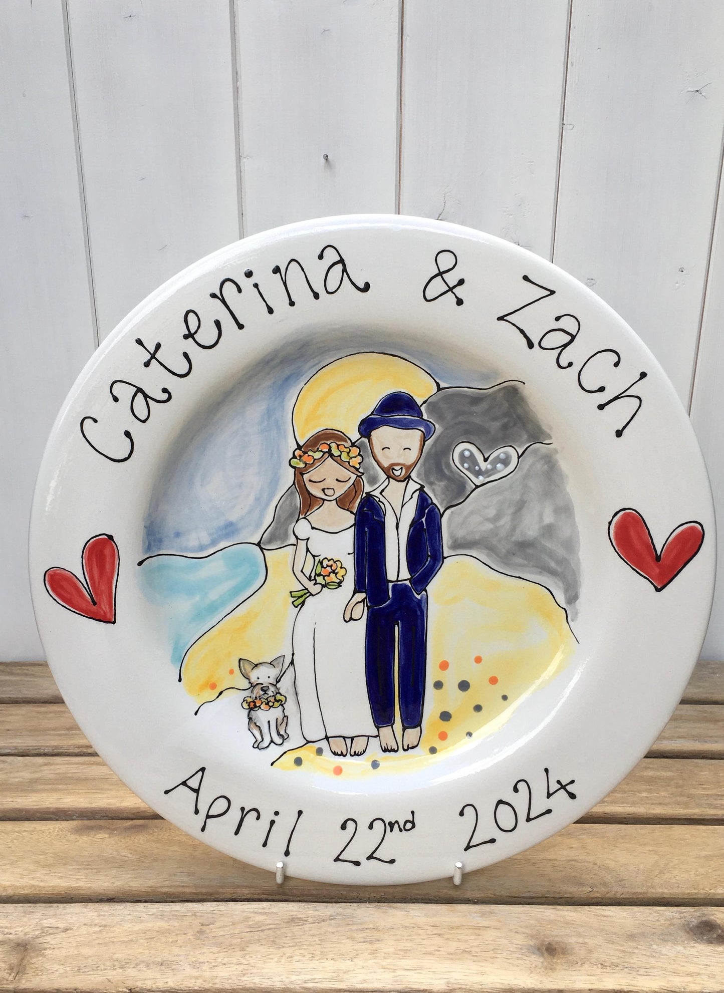 Personalised Wedding or Anniversary Plate , Gift for 8th and 9th Wedding Anniversary