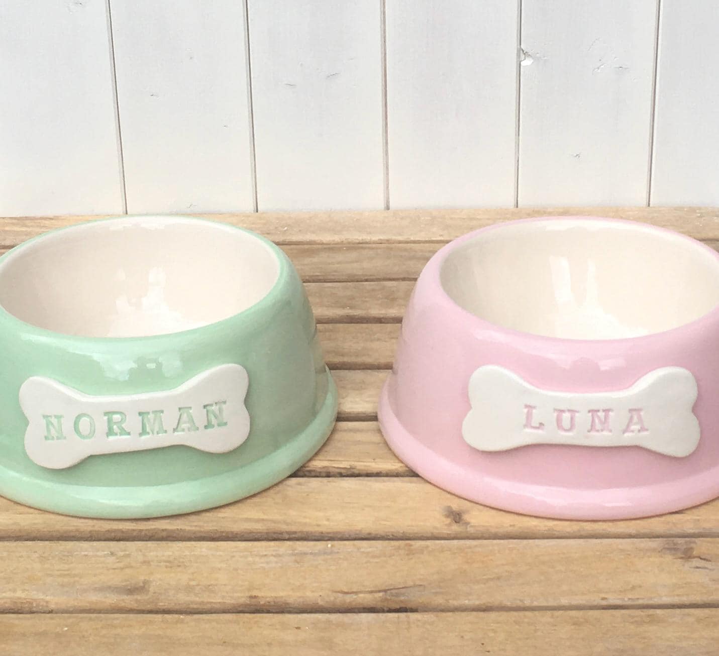 Handmade Personalised Pet Bowls in Sorbet Colours