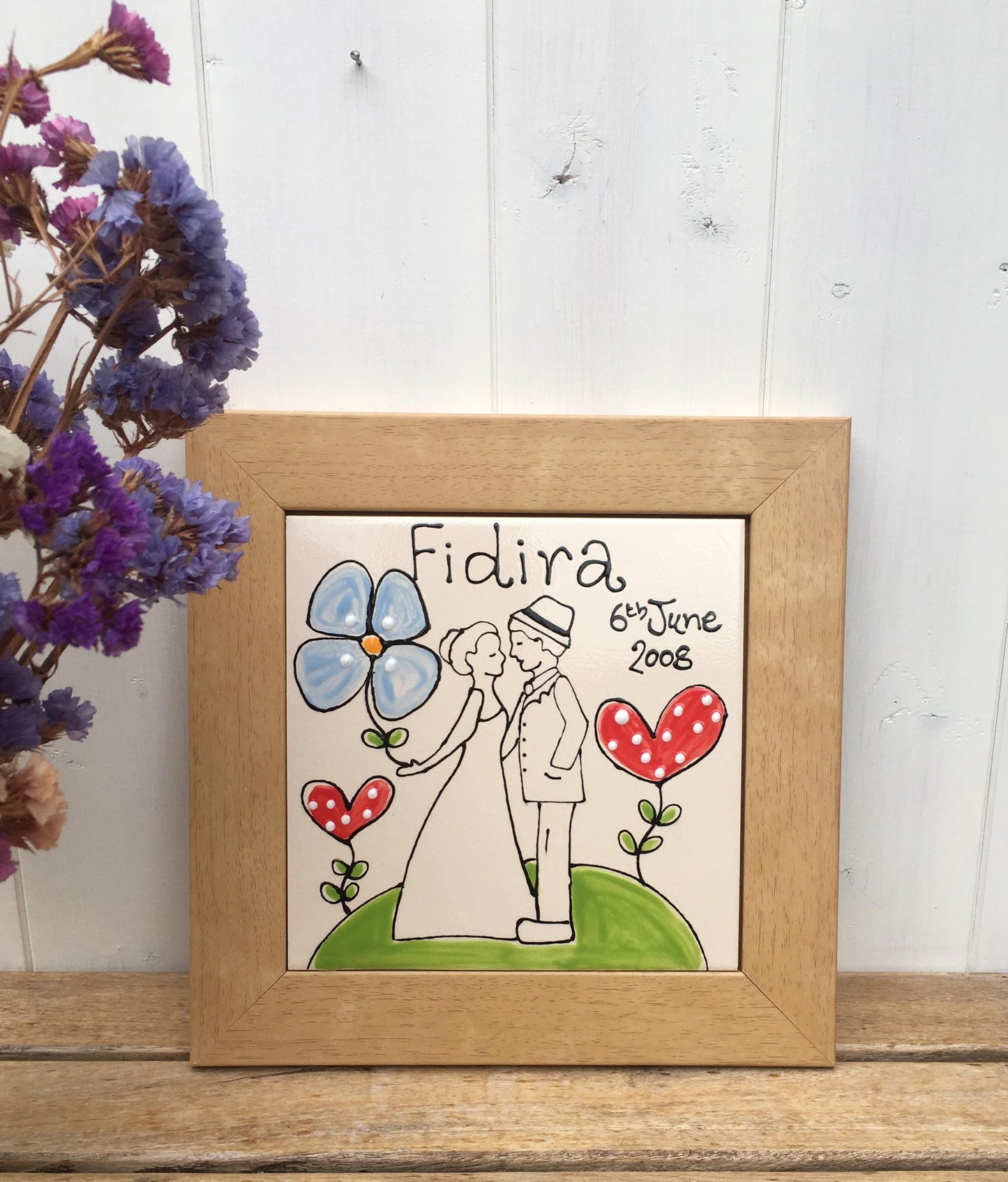 Personalised Wedding or Anniversary Framed Ceramic Tile