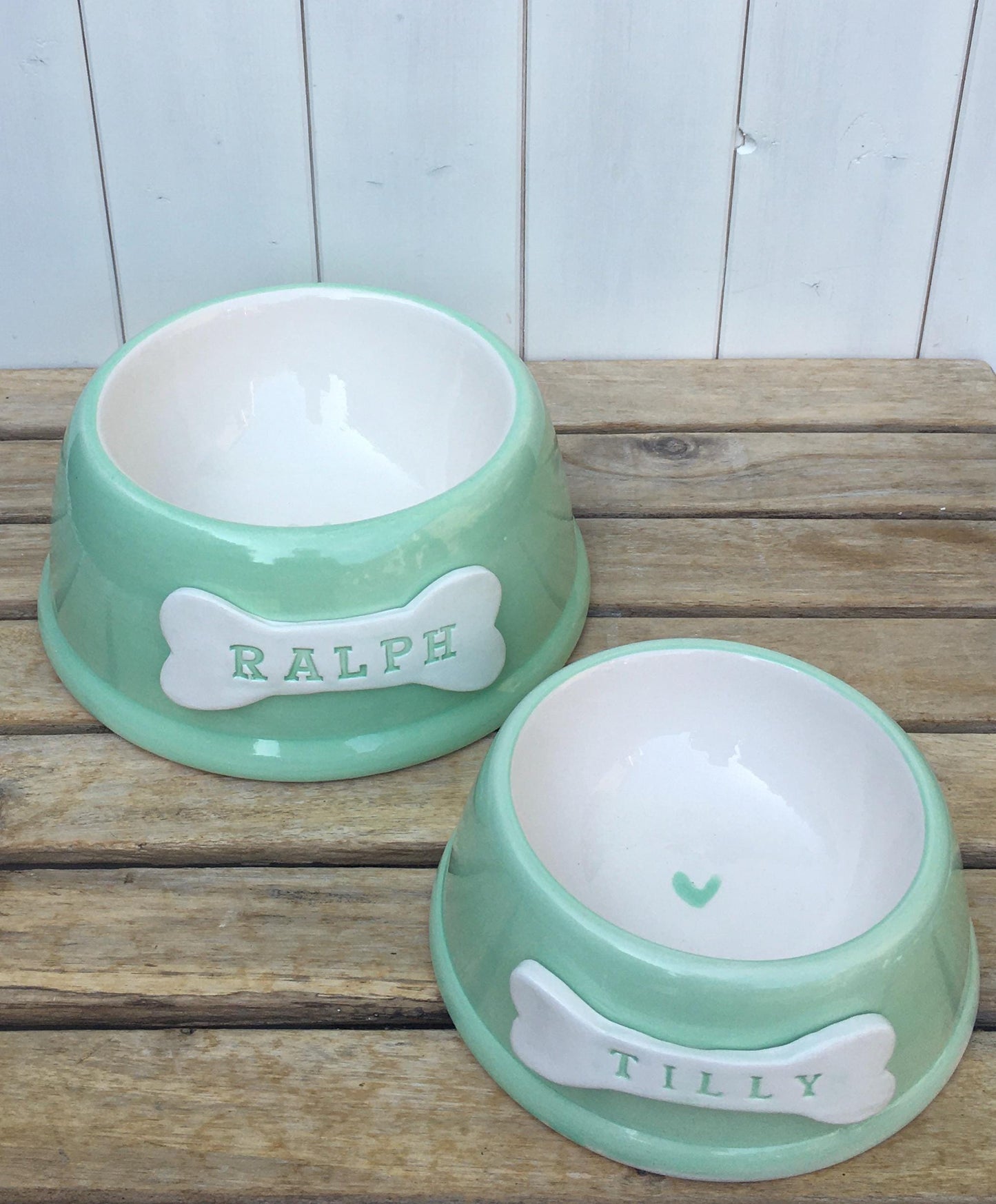 Handmade Personalised Pet Bowls in Sorbet Colours