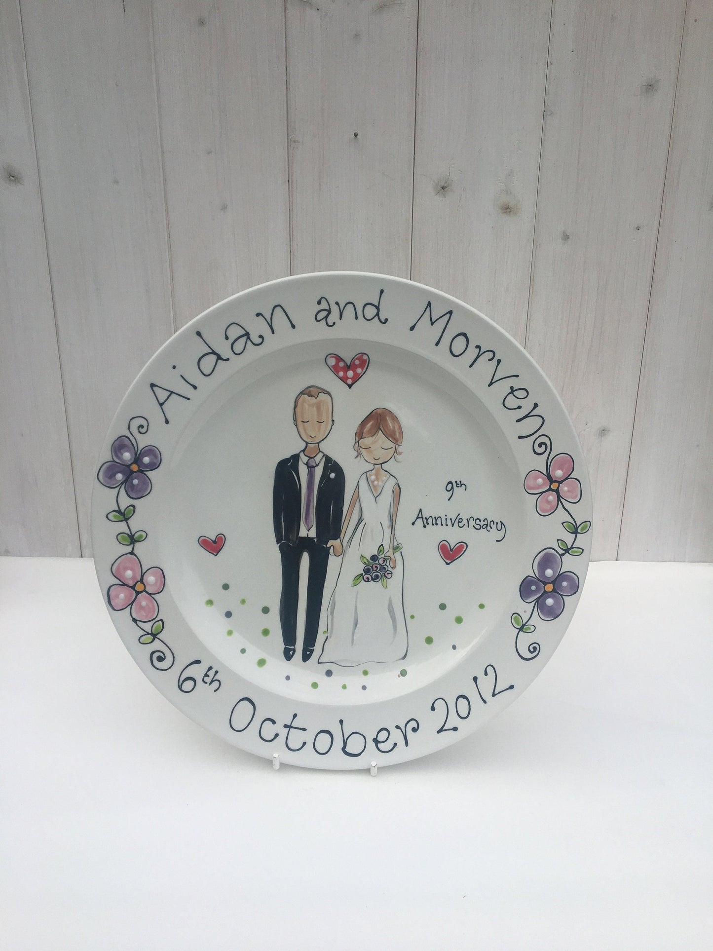 Personalised Wedding or Anniversary Plate , Gift for 8th and 9th Wedding Anniversary