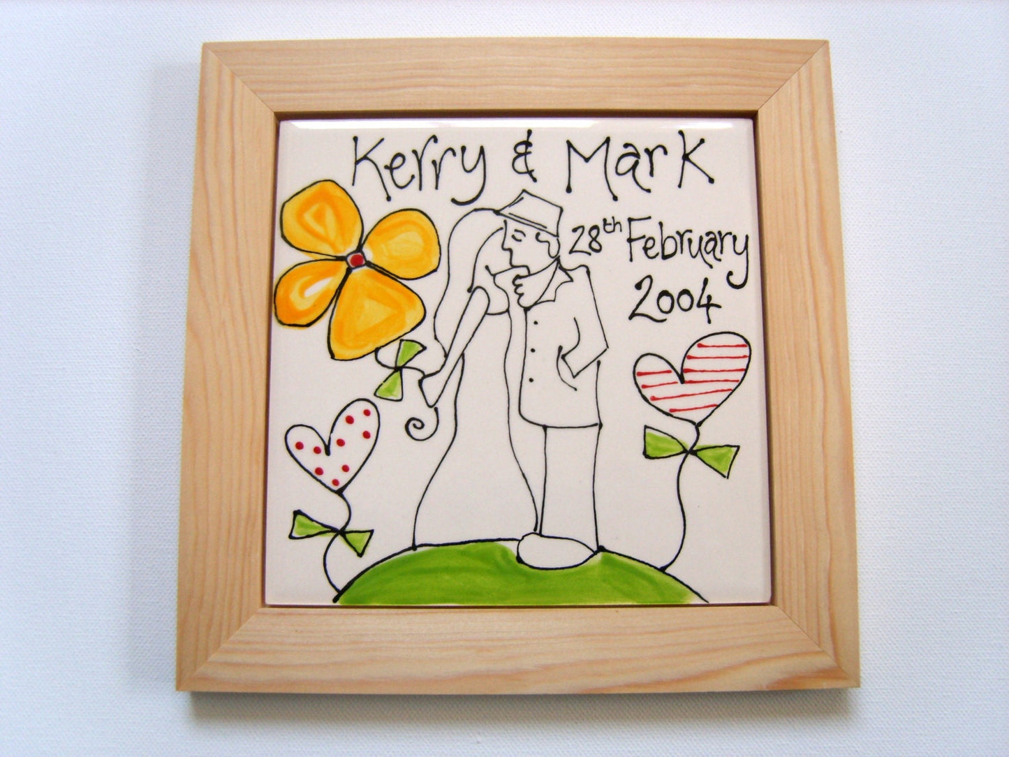Personalised Wedding or Anniversary Framed Ceramic Tile