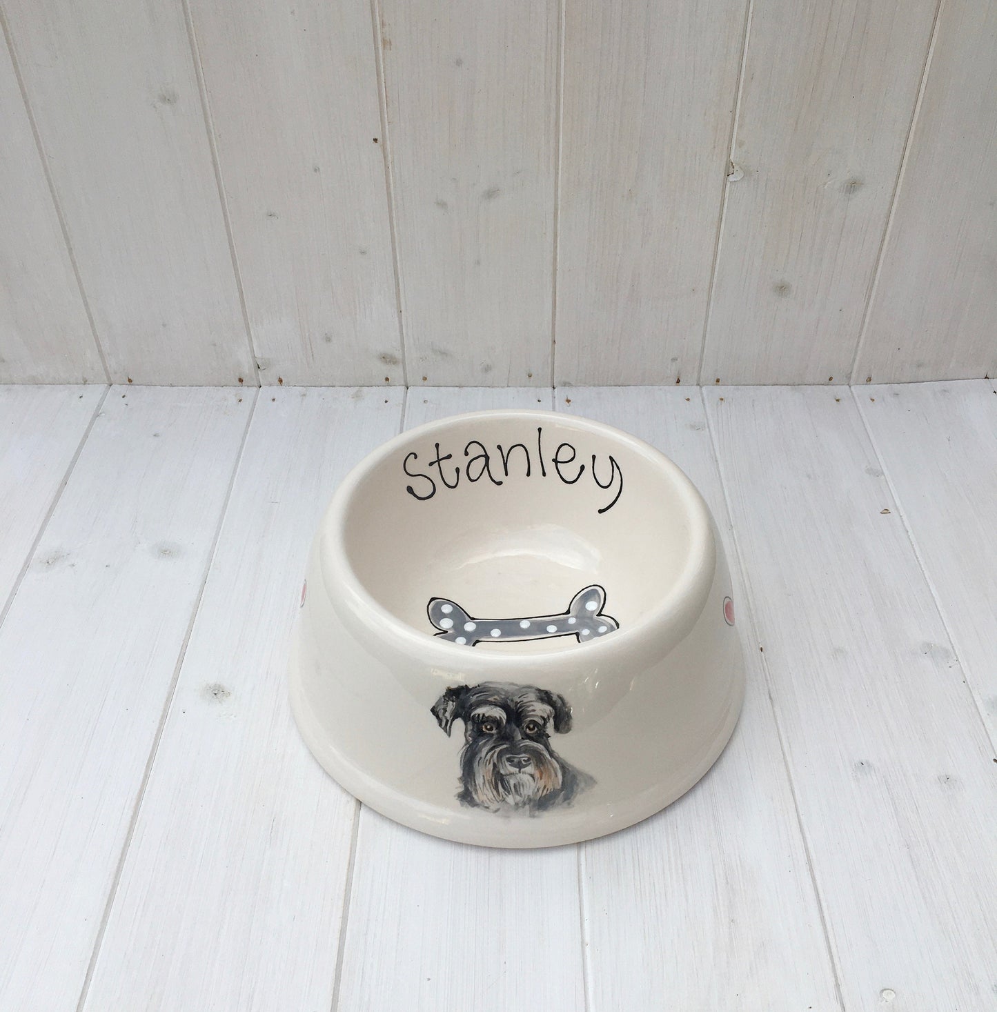 Personalised Dog Bowl with Hand painted Portrait