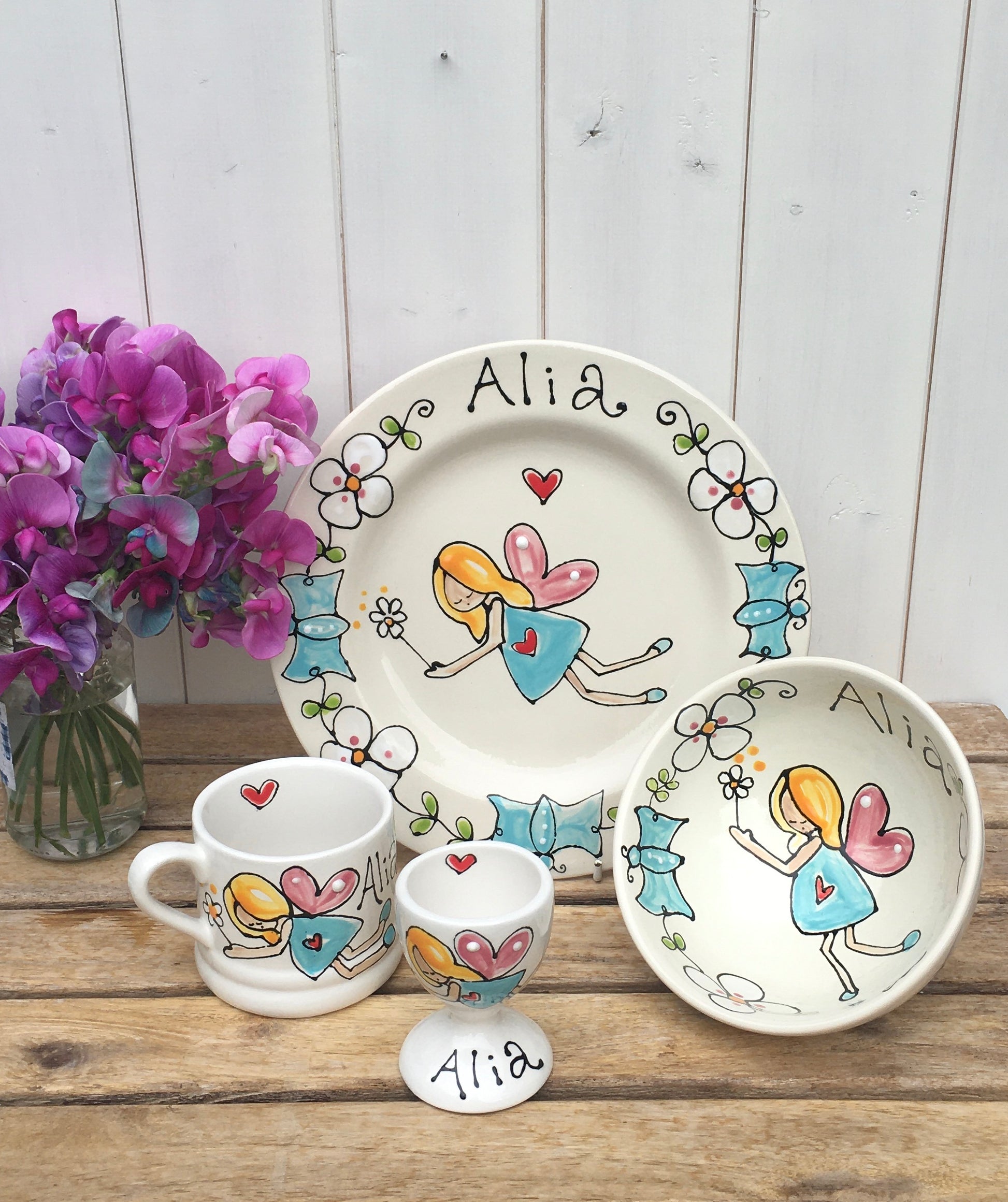 Childrens tableware fairy and flowers