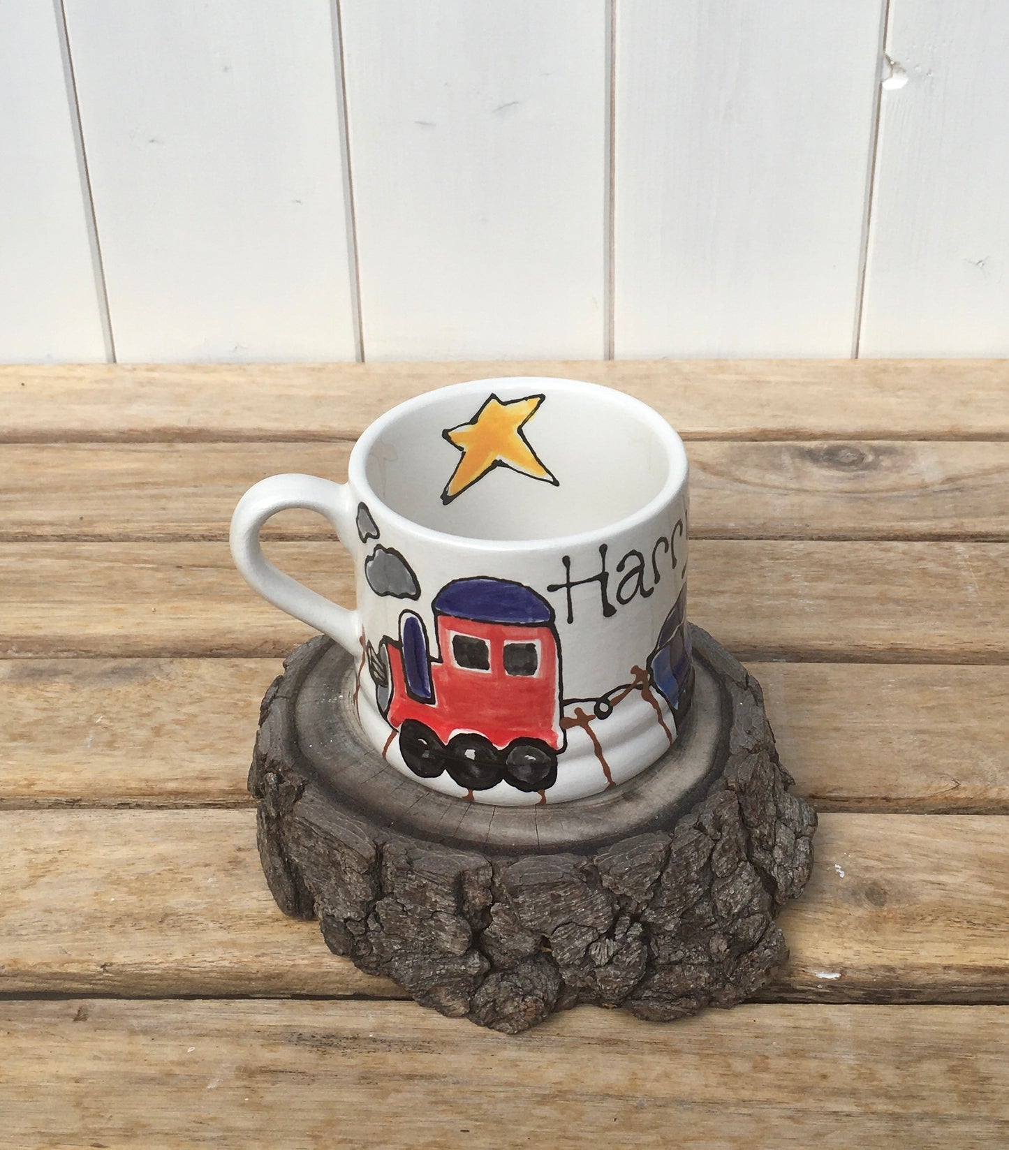 childrens mug with train