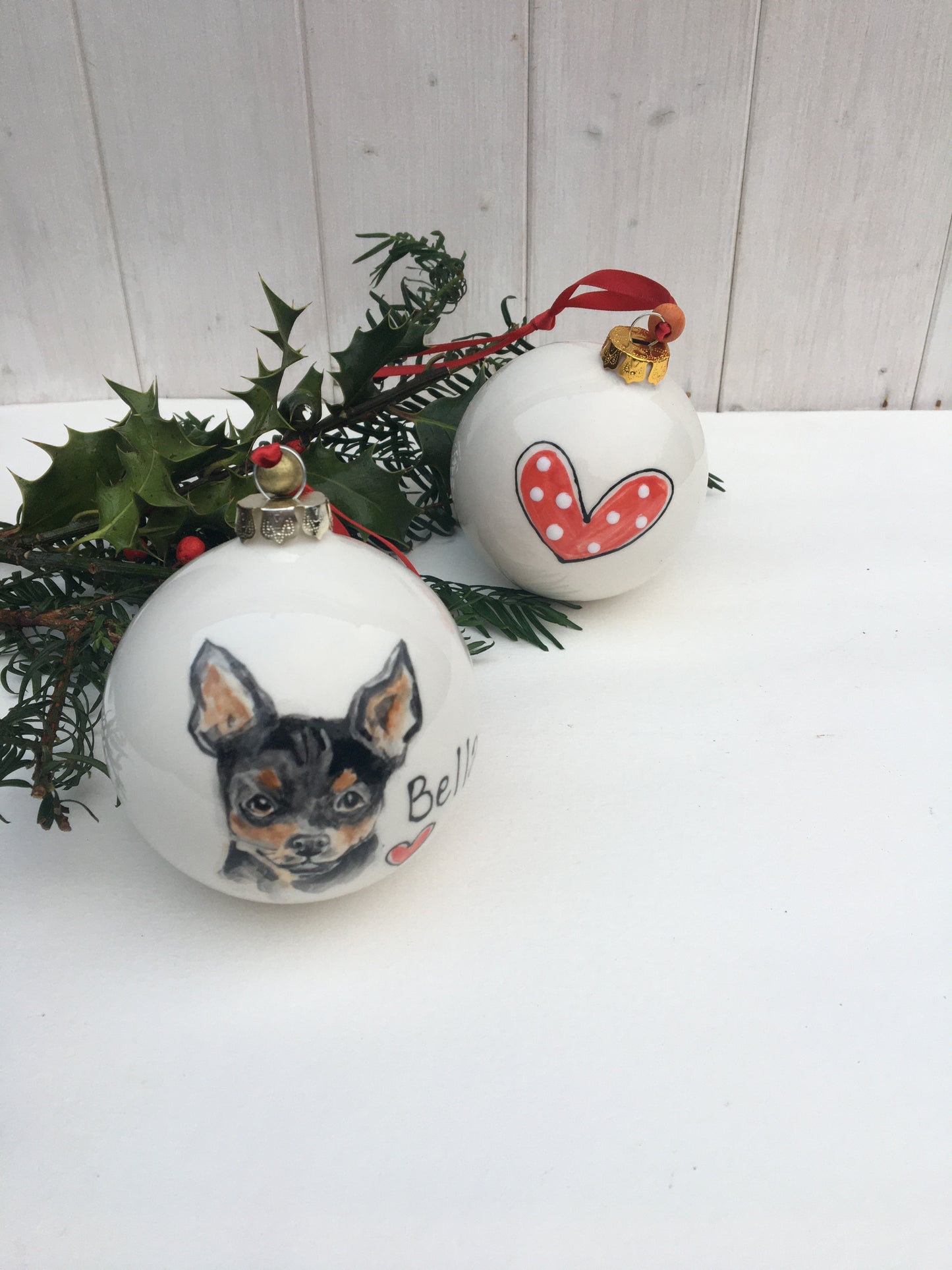 Ceramic Christmas Bauble with Pet Portrait
