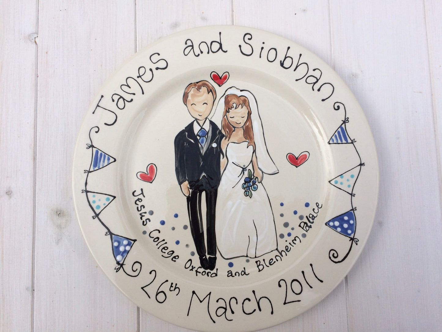 Personalised Wedding or Anniversary Plate , Gift for 8th and 9th Wedding Anniversary