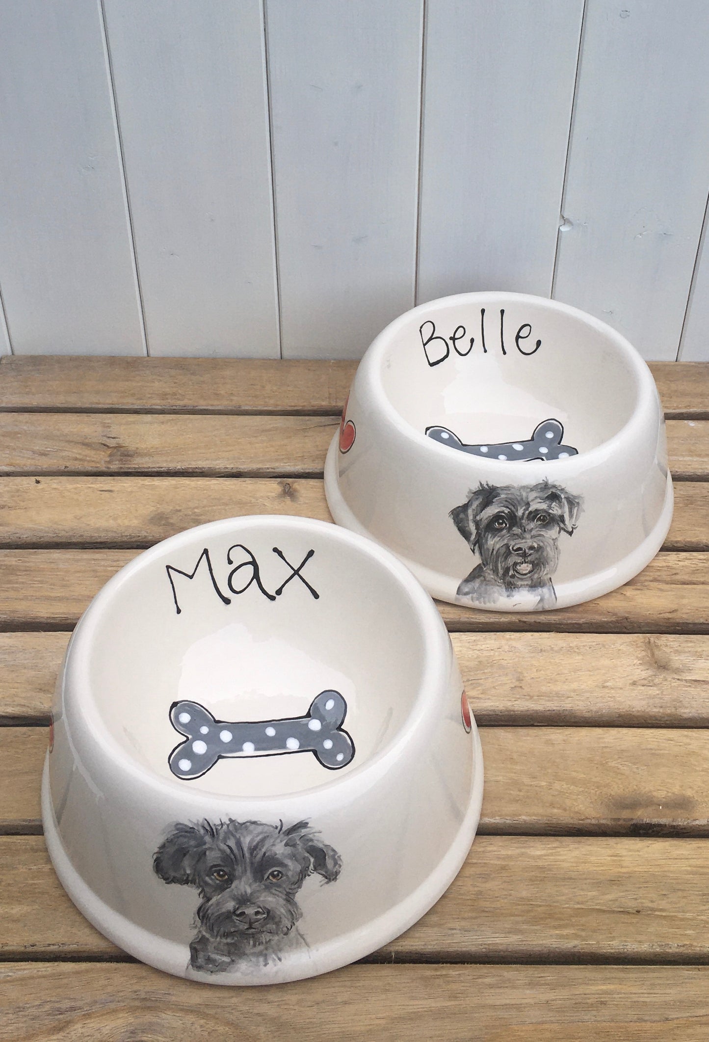 Personalised Dog Bowl with Hand painted Portrait