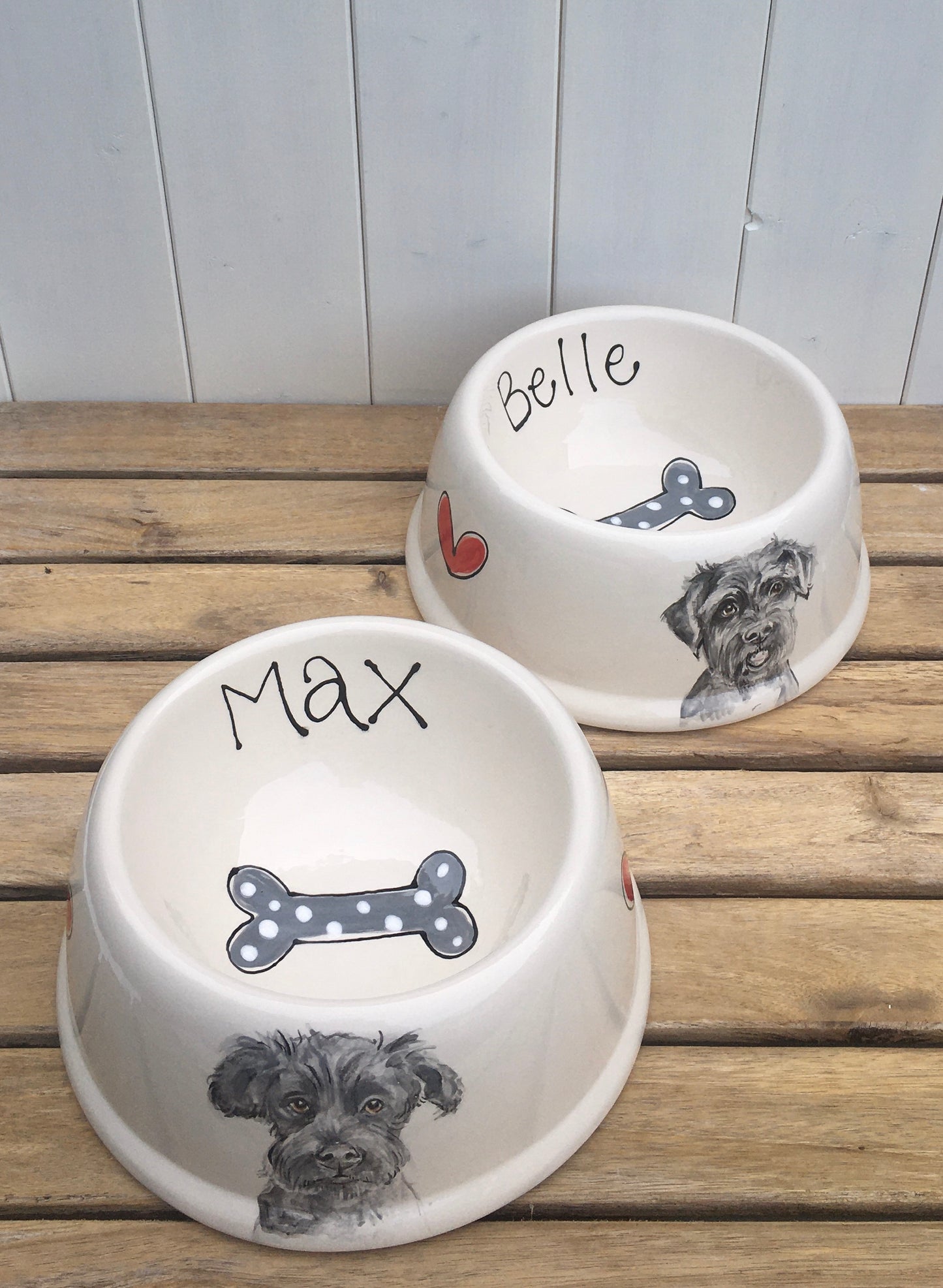 Personalised Dog Bowl with Hand painted Portrait