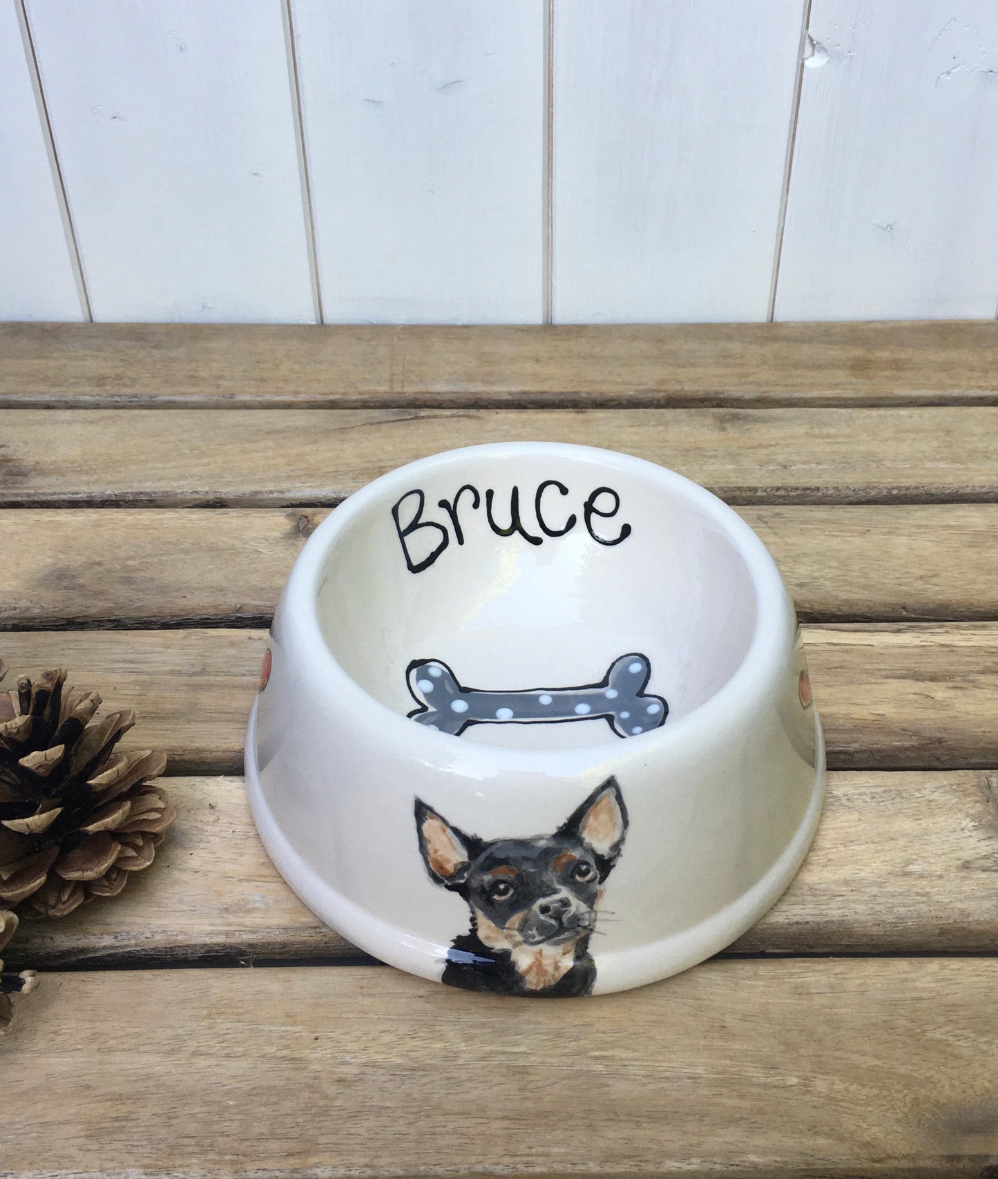 Personalised Dog Bowl with Hand painted Portrait