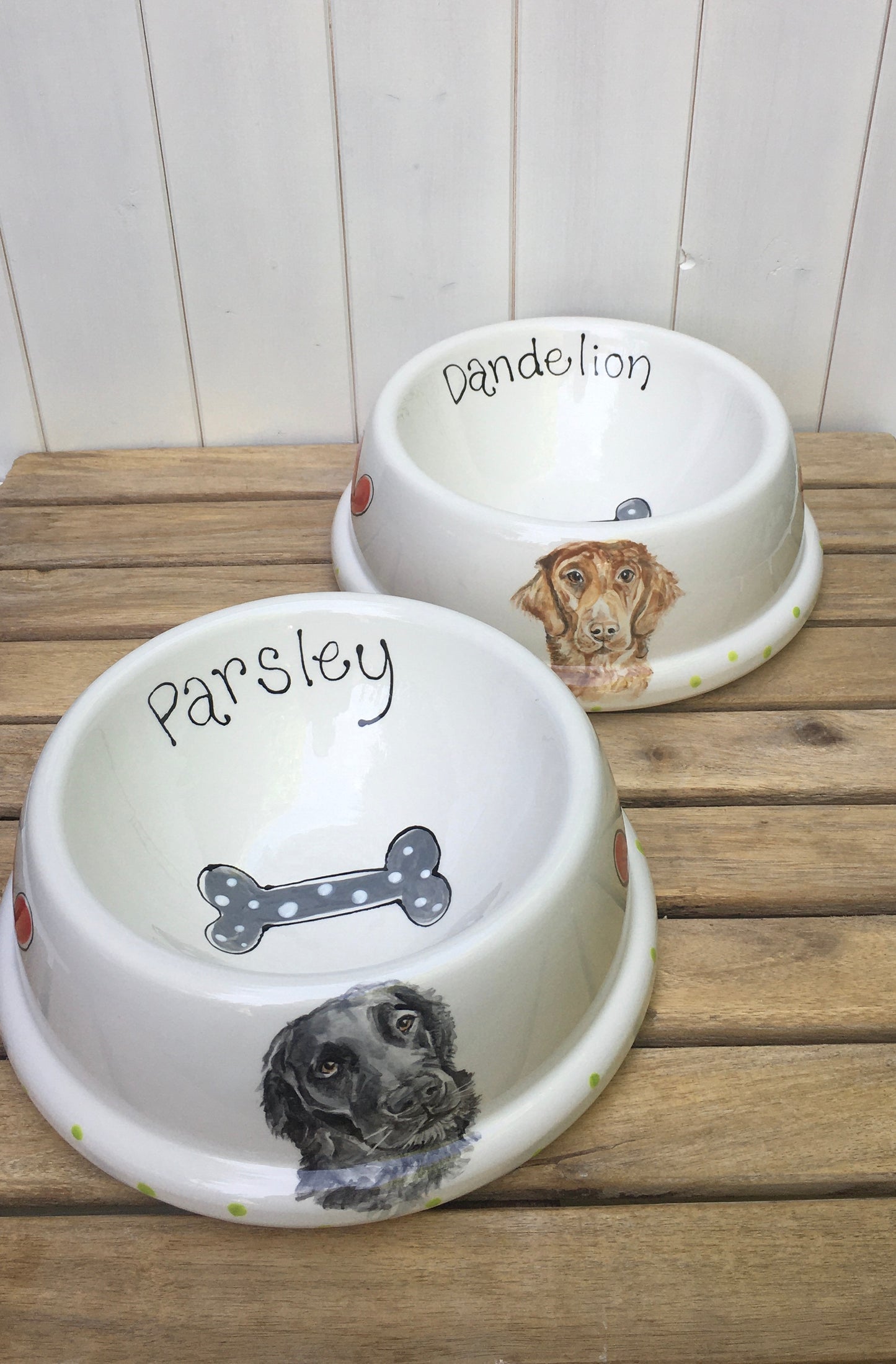 Personalised Dog Bowl with Hand painted Portrait