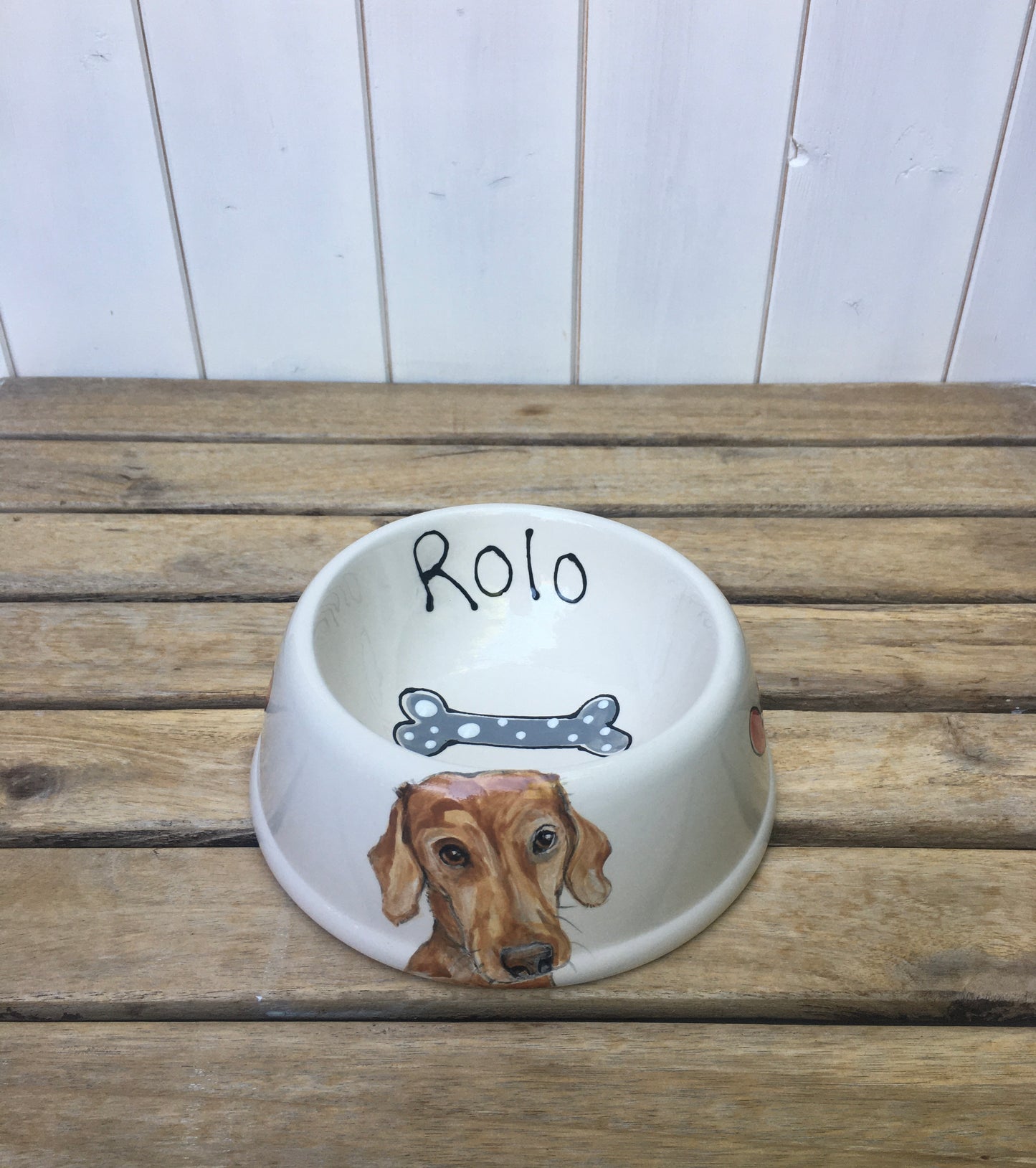 Personalised Dog Bowl with Hand painted Portrait