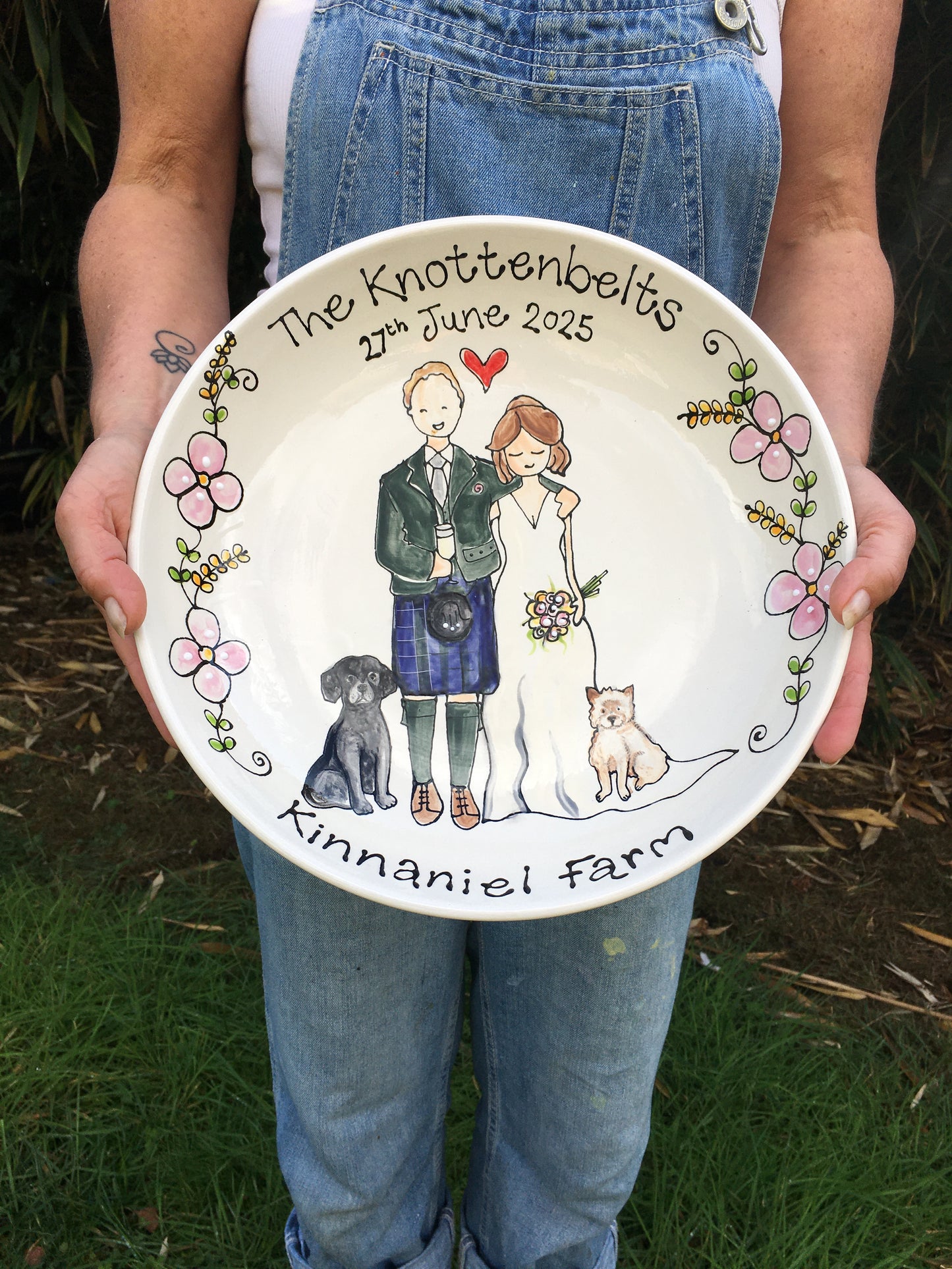 Large Serving Bowl with Family Portrait for Wedding or Anniversary