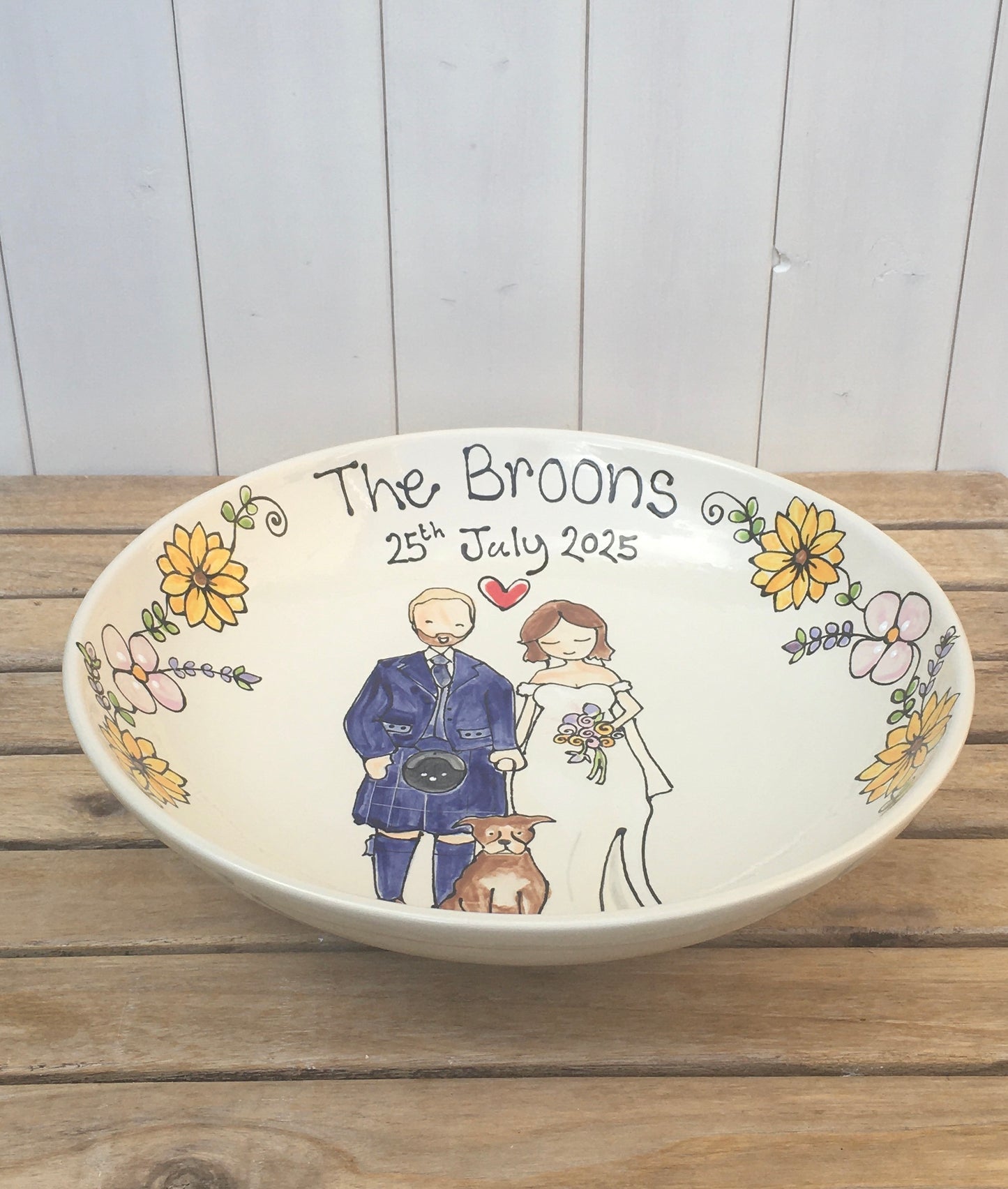 Large Serving Bowl with Family Portrait for Wedding or Anniversary