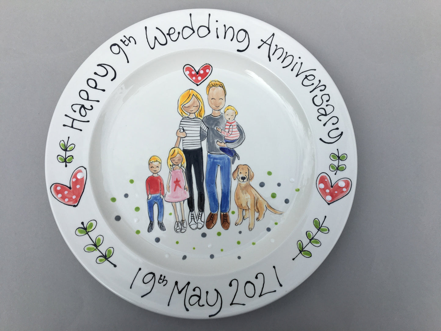 Personalised Wedding or Anniversary Plate , Gift for 8th and 9th Wedding Anniversary