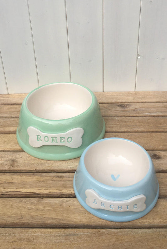 Handmade Personalised Pet Bowls in Sorbet Colours