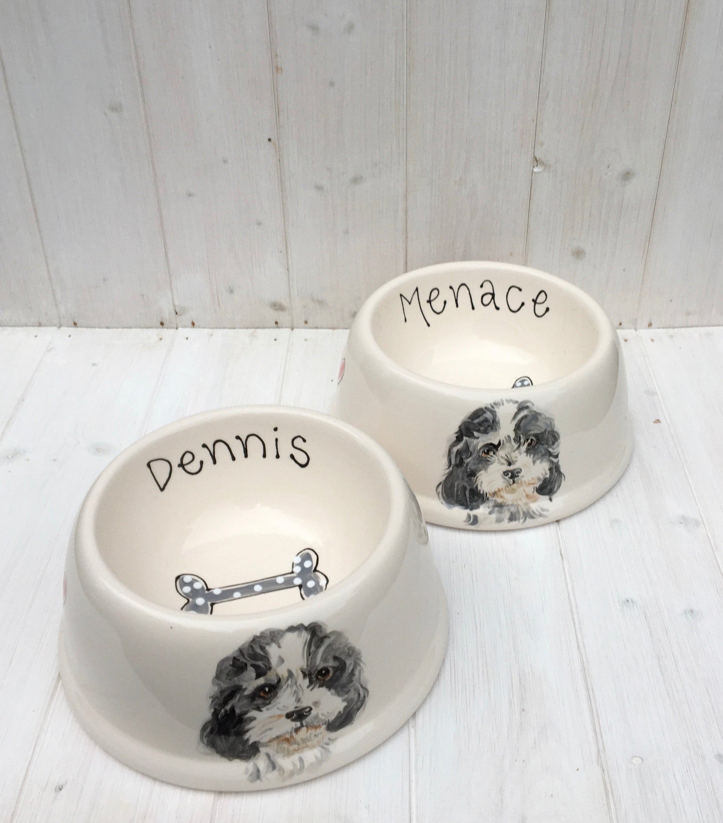 Personalised Dog Bowl with Hand painted Portrait
