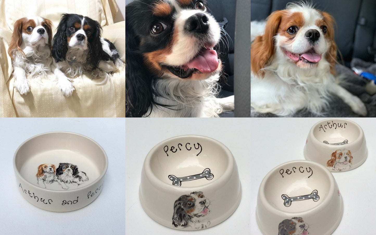 Personalised Dog Bowl with Hand painted Portrait