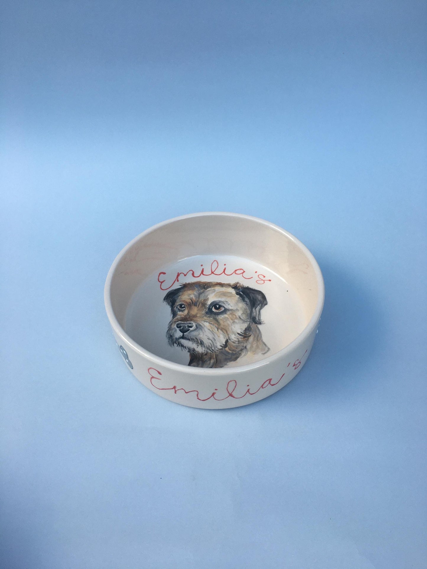 Personalised Dog Water Bowl with Hand Painted Portrait