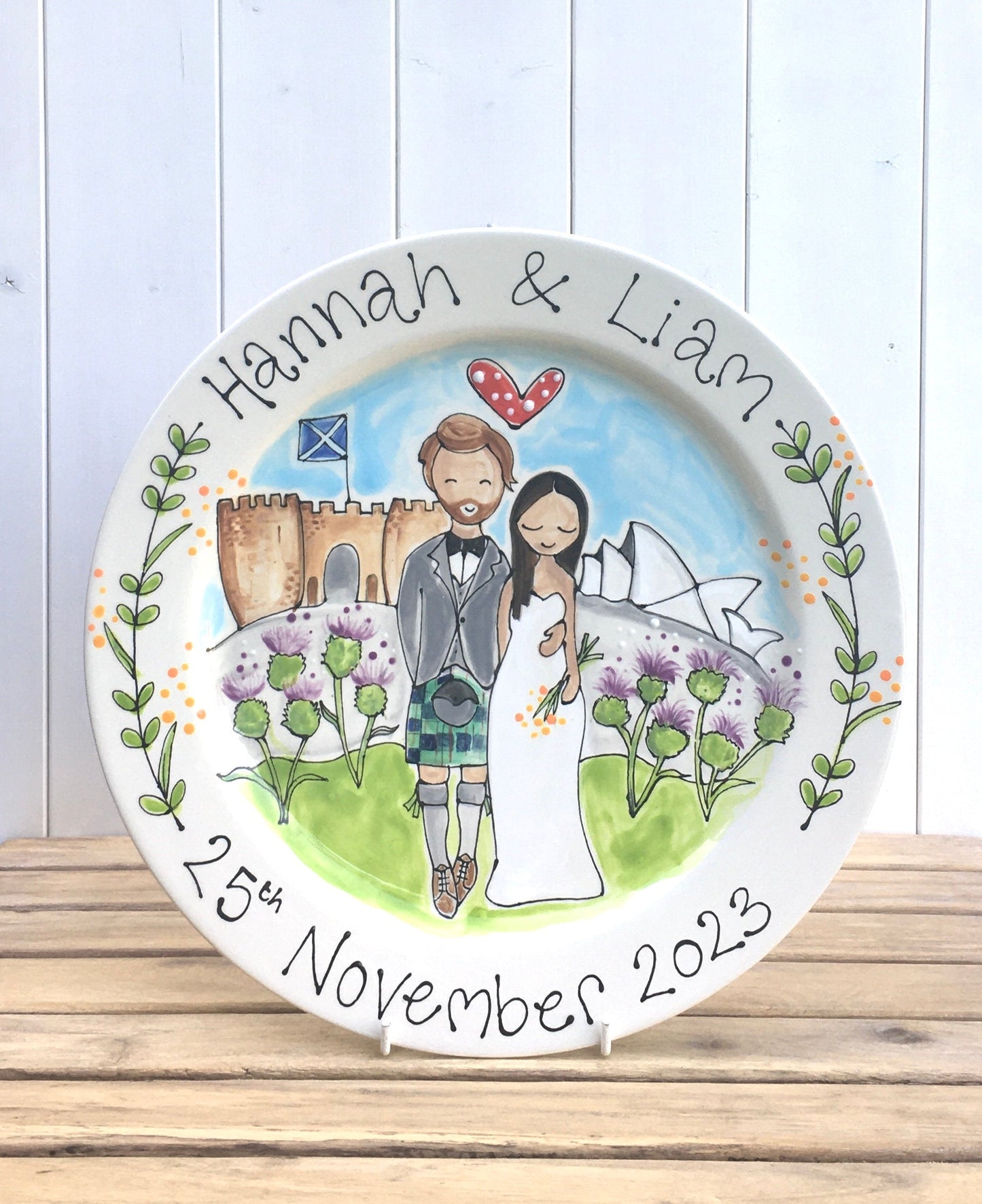 Personalised Wedding or Anniversary Plate , Gift for 8th and 9th Wedding Anniversary