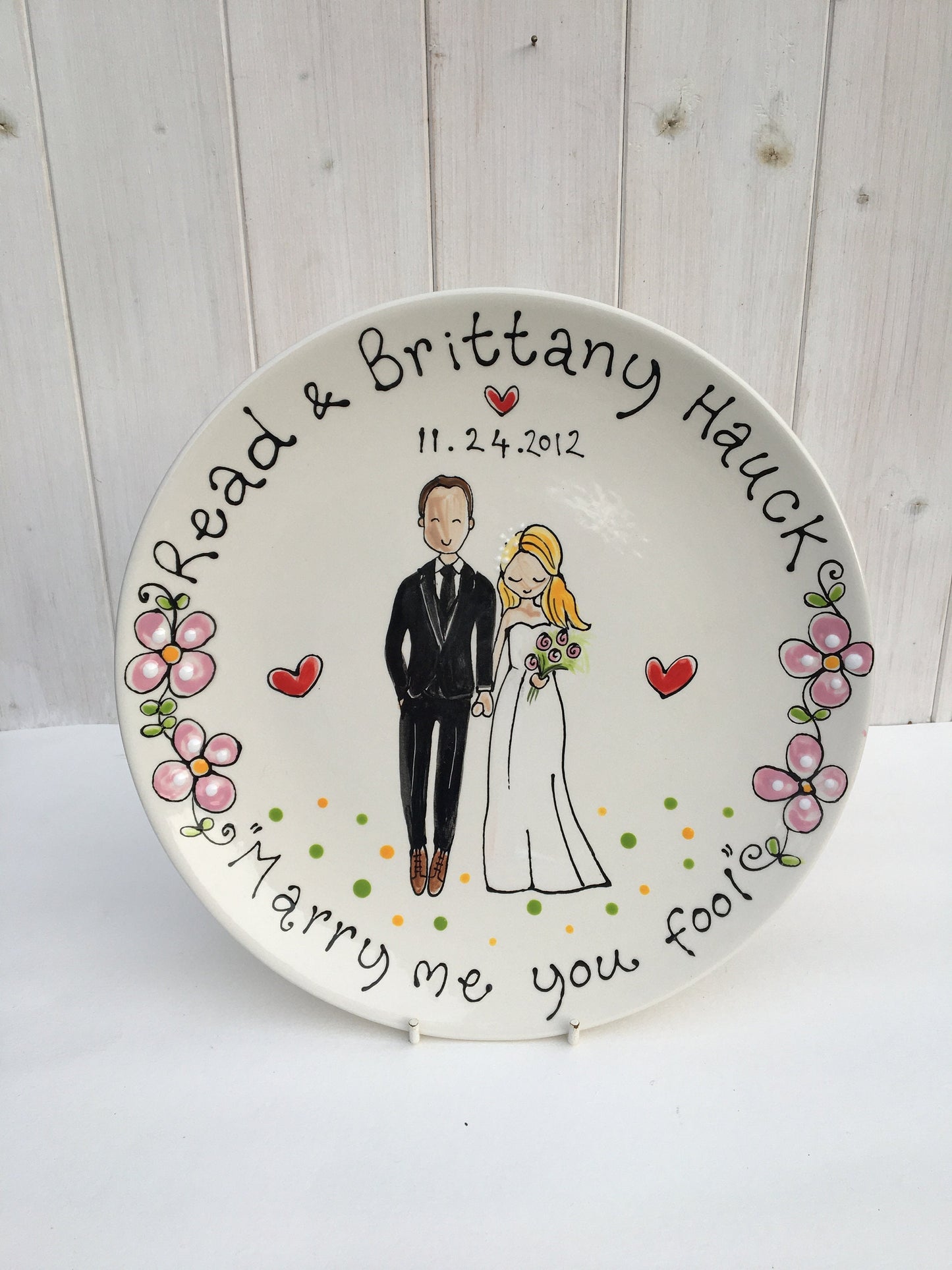 Personalised Wedding or Anniversary Plate , Gift for 8th and 9th Wedding Anniversary